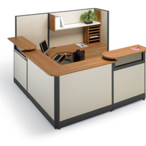 Reception Desk with Panels and Overhead Storage Reception Desk with Panels and Overhead Storage