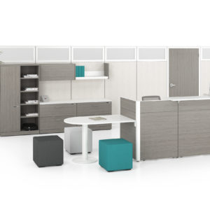 Reception with Panels, Modular Storage, and Guest Seating Reception with Panels, Modular Storage, and Guest Seating